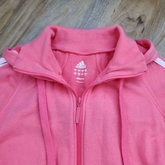 🩵Adidas Vintage Coral Zippered Hoodie Short Sleeve Jacket Small - Picture 4 of 12